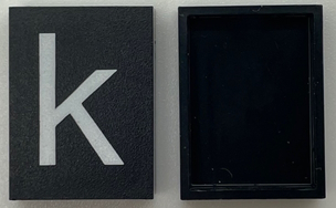 Modulex, Tile 3 x 4 (no Internal Supports) with White Lowercase Letter k Pattern