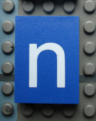 Modulex, Tile 3 x 4 (no Internal Supports) with White Lowercase Letter n Pattern