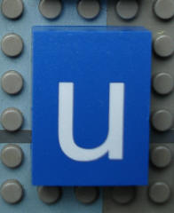 Modulex, Tile 3 x 4 (no Internal Supports) with White Lowercase Letter u Pattern