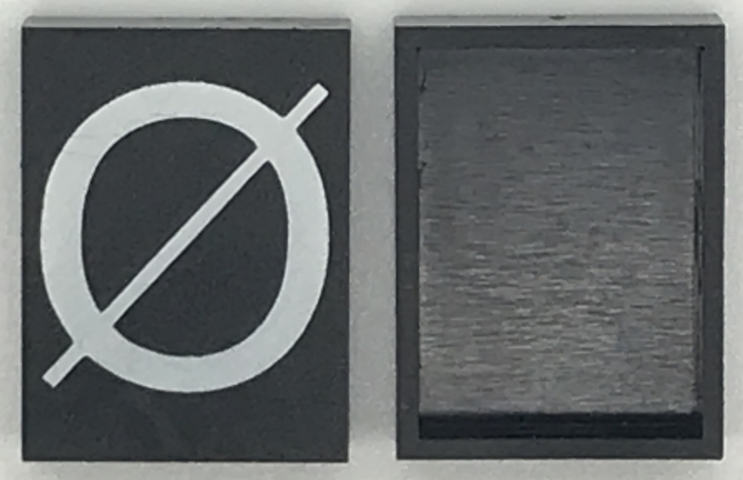 Modulex, Tile 3 x 4 (no Internal Supports) with White Capital Letter O with Stroke (Ø) Pattern