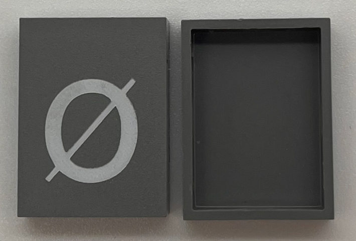 Modulex, Tile 3 x 4 (no Internal Supports) with White Lowercase Letter o with Stroke (ø) Pattern