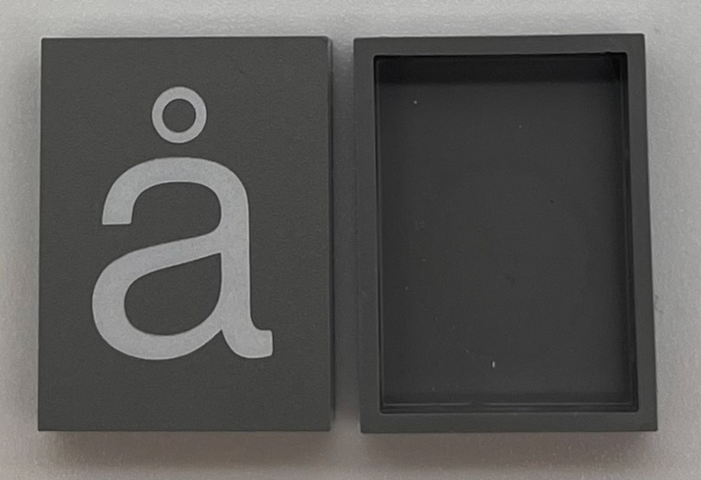 Modulex, Tile 3 x 4 (no Internal Supports) with White Lowercase Letter a with Ring (å) Pattern