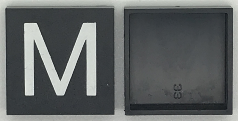 Modulex, Tile 4 x 4 (no Internal Supports) with White Capital Letter M Pattern