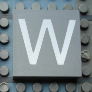 Modulex, Tile 4 x 4 (no Internal Supports) with White Capital Letter W Pattern