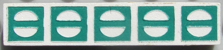 Modulex, Tile 1 x 5 with Green Circles Crossed Outline Pattern