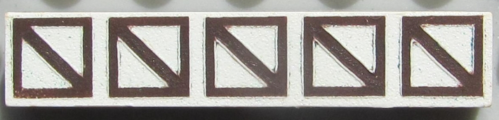 Modulex, Tile 1 x 5 with Dark Brown Squares with Diagonal Pattern