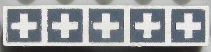 Modulex, Tile 1 x 5 with Gray Crosses Outline Pattern