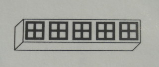 Modulex, Tile 1 x 5 with Black Squares Crossed Perpendicular Pattern