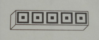 Modulex, Tile 1 x 5 with Black Squares Outline Double Pattern