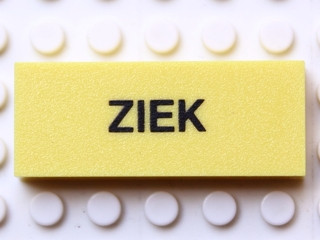 Modulex, Tile 2 x 5 with Black 'ZIEK' Pattern