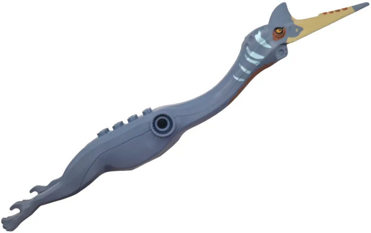 Dinosaur Body Quetzalcoatlus, 8 Studs, 2 Rotation Joint Sockets with Tan Beak, Dark Orange Markings and Metallic Light Blue Stripes Pattern