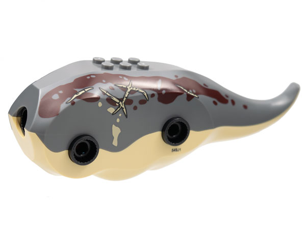 Dinosaur Body Triceratops with Dark Bluish Gray Top with Dark Red Markings, Tan Scars Pattern