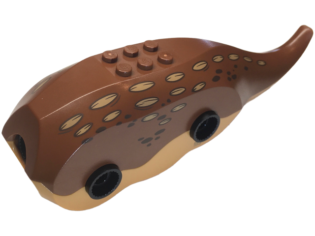 Dinosaur Body Triceratops with Reddish Brown Top with Medium Nougat Markings and Dark Brown Spots Pattern