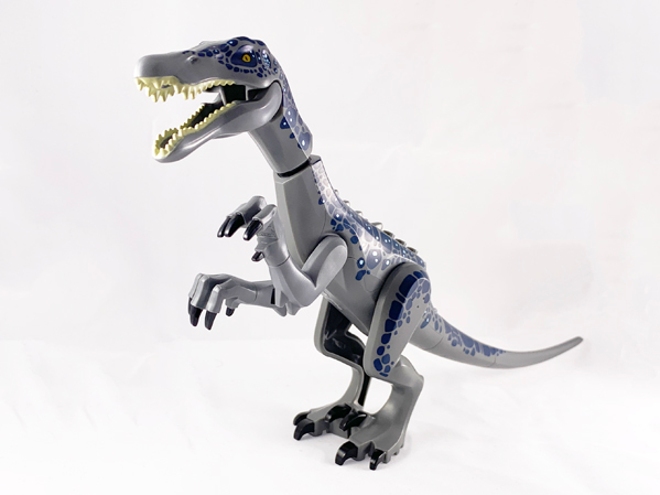 Dinosaur Baryonyx with Dark Blue and Metallic Light Blue Spots