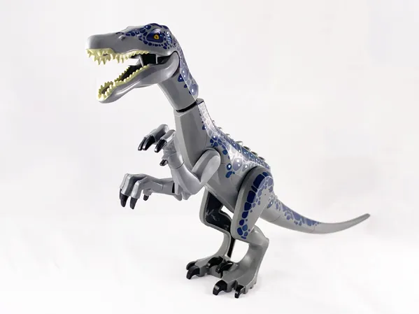 Dinosaur Baryonyx with Dark Blue and Metallic Light Blue Spots