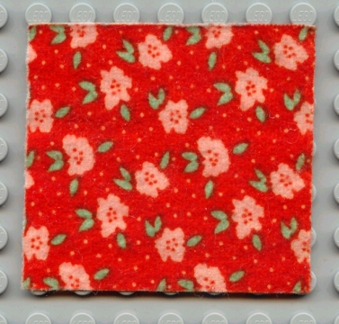 Scala Cloth Blanket 7 x 7 with Light Salmon Flowers, Green Leaves, Red Background Pattern