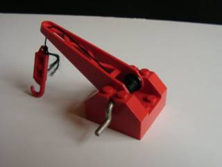 String Reel Winch 4 x 4 x 2 with Sloped Top, Metal Handle, Black Drum and Crane Arm Complete with String and Crane Hook Right