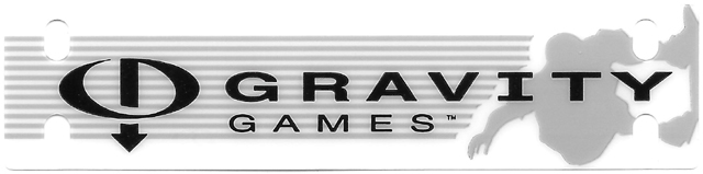 Plastic Rectangle 11 x 3 with Black 'GRAVITY GAMES' and Logo on Light Gray Lines and Skateboarder Silhouette Background Pattern