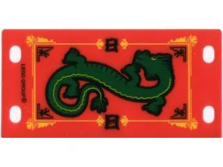 Plastic Flag 4 x 8 with Green Oriental Dragon Pattern