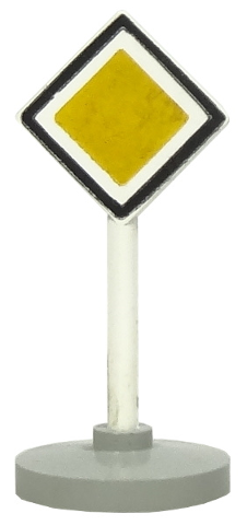Road Sign with Post, Diamond with Black & White Border Major Road Pattern, Type 2 Base
