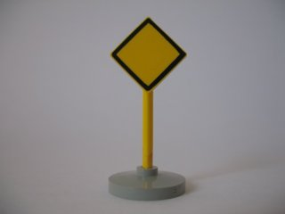 Road Sign with Post, Diamond with Black Border Major Road Pattern, Type 2 Base