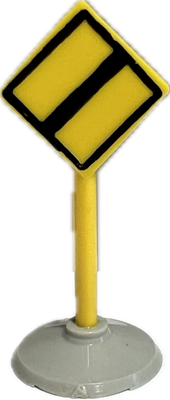 Road Sign with Post, Diamond with Black Border End of Major Road Pattern, Type 1 Base