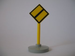 Road Sign with Post, Diamond with Black Border End of Major Road Pattern, Type 2 Base