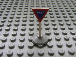 Road Sign with Post, Triangle Inverted with Halt Pattern, Type 1 Base