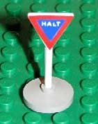 Road Sign with Post, Triangle Inverted with Halt Pattern, Type 2 Base