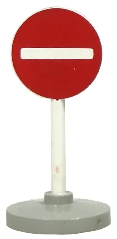 Road Sign with Post, Round with No Entry / Thoroughfare Pattern, Type 2 Base