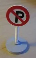 Road Sign with Post, Round with No Parking Pattern, Type 2 Base