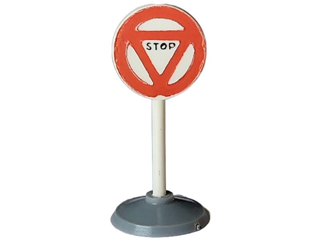 Road Sign with Post, Round with Triangle Stop Pattern, Type 1 Base