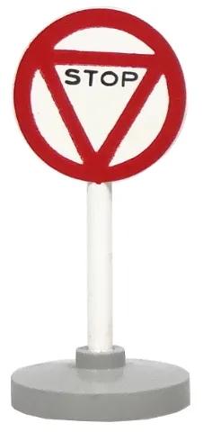 Road Sign with Post, Round with Triangle Stop Pattern, Type 2 Base