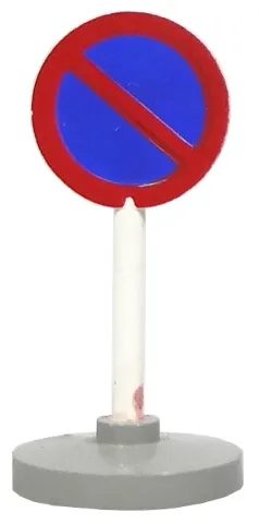 Road Sign with Post, Round with No Parking Blue Pattern, Type 2 Base
