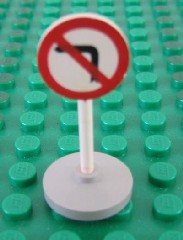 Road Sign with Post, Round with Left Turn Prohibited Pattern, Type 2 Base
