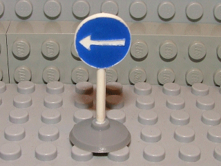 Road Sign with Post, Round with White Arrow Left Pattern, Type 1 Base