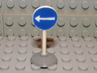 Road Sign with Post, Round with White Arrow Left Pattern, Type 1 Base