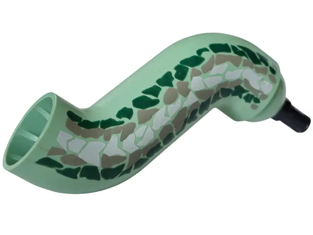 Serpent Basilisk Neck S-Curve with Fixed Black Pin with Dark Gray, Dark Green, and Light Gray Scales Pattern