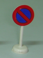Road Sign with Post, Round with No Parking Blue Pattern - Single Piece Unit