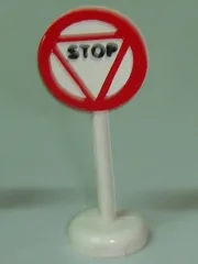 Road Sign with Post, Round with Triangle Stop Pattern - Single Piece Unit
