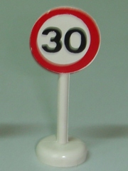 Road Sign with Post, Round with 30 Pattern - Single Piece Unit