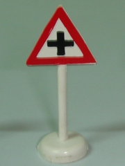 Road Sign with Post, Triangle with '+' Pattern - Single Piece Unit