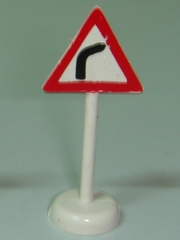 Road Sign with Post, Triangle with Curve Ahead Pattern - Single Piece Unit