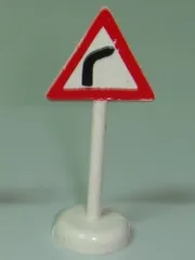 Road Sign with Post, Triangle with Curve Ahead Pattern - Single Piece Unit