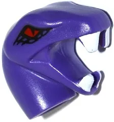 Minifigure, Head, Modified Snake Short Neck with Open Mouth with White Fangs and Red Eyes Pattern