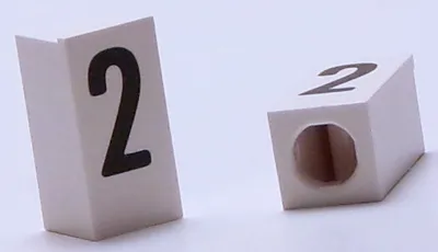 Tile, Modified 1 x 2 x 5/6 Stud Hole in End with Black Number 2 Pattern