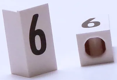 Tile, Modified 1 x 2 x 5/6 Stud Hole in End with Black Number 6 Pattern