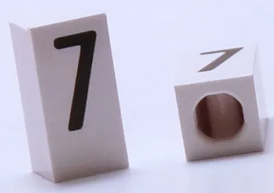 Tile, Modified 1 x 2 x 5/6 Stud Hole in End with Black Number 7 Pattern