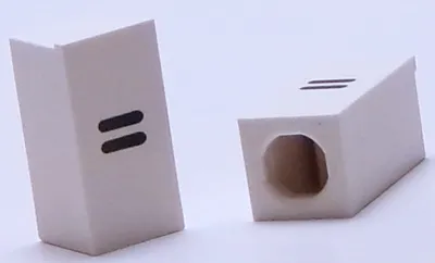 Tile, Modified 1 x 2 x 5/6 Stud Hole in End with Black Equal Sign (=) Pattern