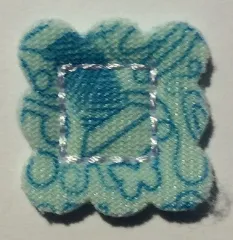 Cloth Sewing, Square, Scalloped Edges, Stiched Square in Center, Stars and Butterflies Pattern